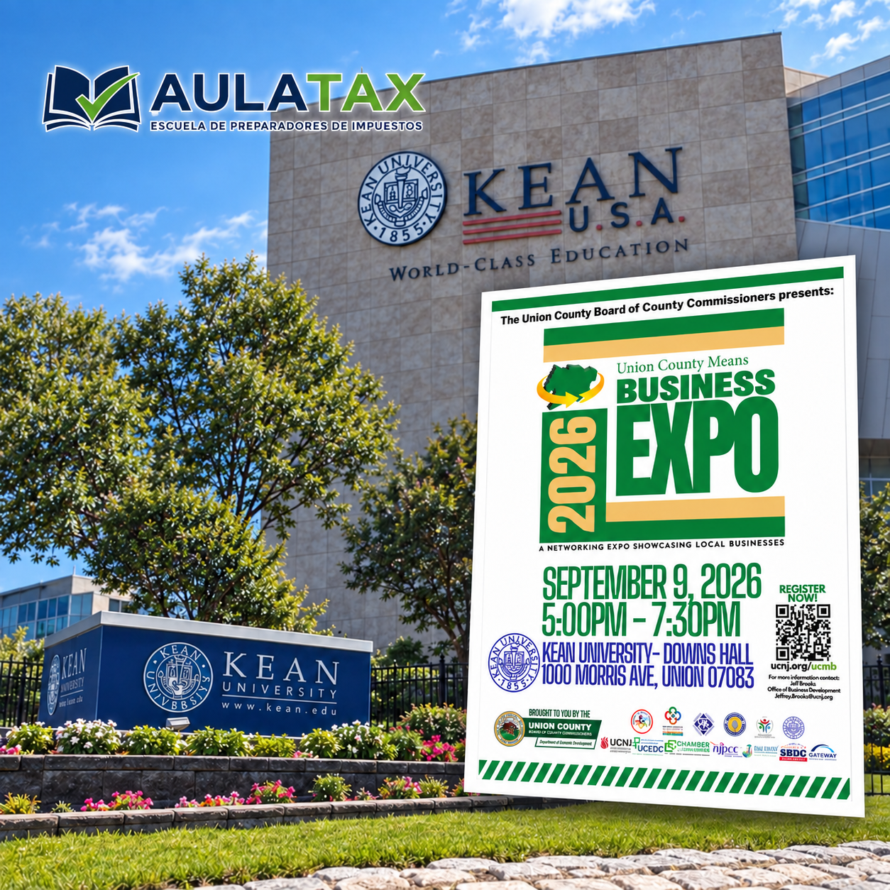 AulaTax como expositor en Union County Means Business Expo 2026